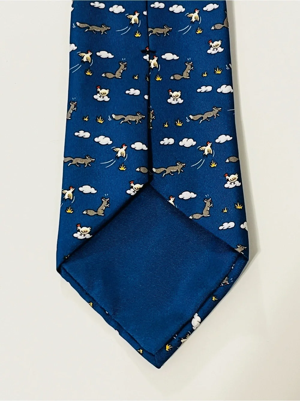 HERMES 5064 PA Men’s Neck Tie 100% Silk Vintage France Fox Chicken Fathers Day